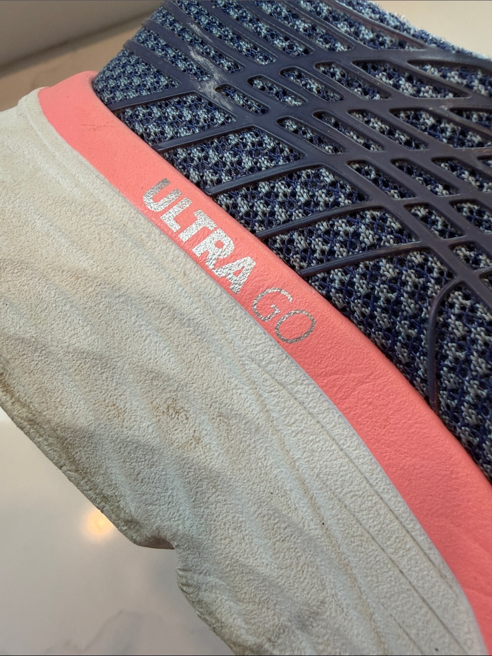 Skechers Women's Blue Knit Athletic Sneakers with Pink Midsole - Picture 11 of 17